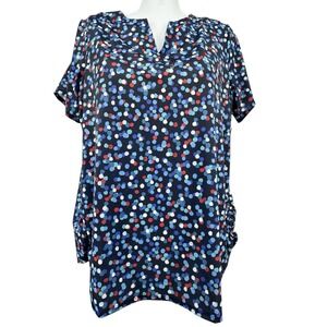 Women's SWIM365 Swim Top‎ Navy With Multicolor Polka Dots Size 22